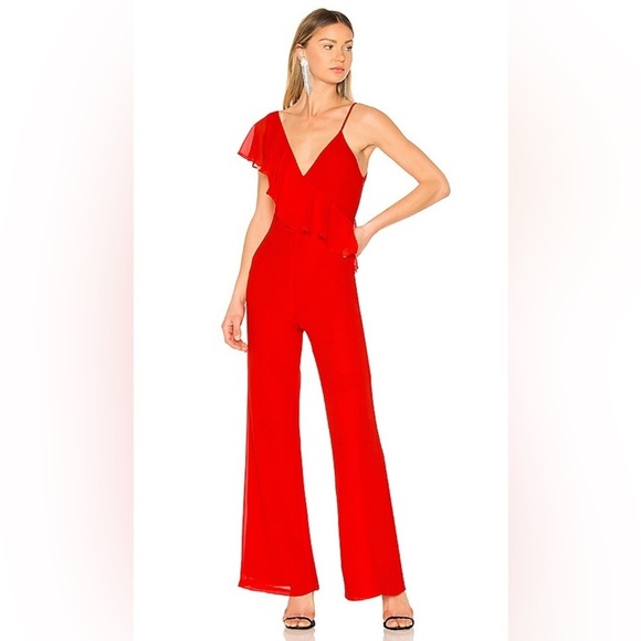 LPA Woman’s Ruffle Red Jumpsuit Size S - Picture 1 of 7